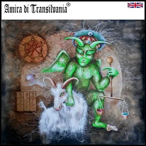 painting contemporary art monster lemegeton azazel demon luciferian gothic sigil - Picture 1 of 24