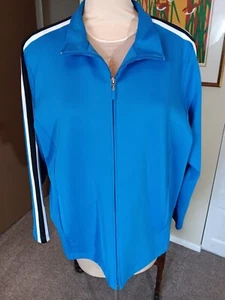 Venezia Sport Jacket Womens Size 26 - 28 Blue Activewear Full Zip Arm Stripes - Picture 1 of 8