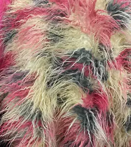 Tela de pelo largo de piel sintética mongola rosa POR YARDA 58" de ancho - Imagen 1 de 2