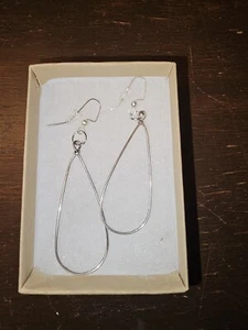 SILVER FEATHER EARRINGS SOUTHWEST DANGLE - Picture 1 of 3