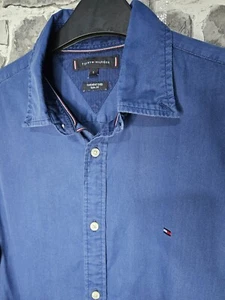 Tommy Hilfiger Shirt Small Blue Button Down Collar 100% Cotton Great Condition - Picture 1 of 11