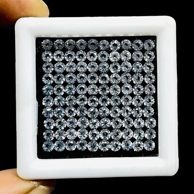 Lote de 100 piedras preciosas sueltas calibradas corte diamante redondo 3 mm topacio blanco natural Foto 1 de 4