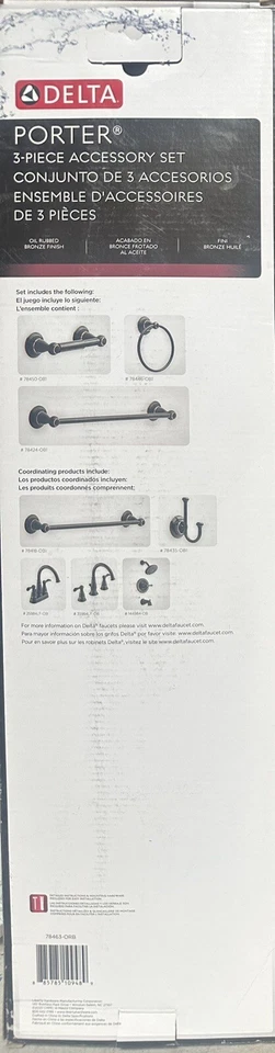 Delta Porter 3-piece Bath Hardware Set Oil Rubbed Bronze 24 In. Towel Bar