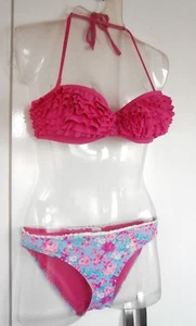 LA SENZA BANDEAU BIKINI TOP PINK SIZE 34B & NEW F&F FLORAL BOTTOMS SIZE 10 - Picture 1 of 6
