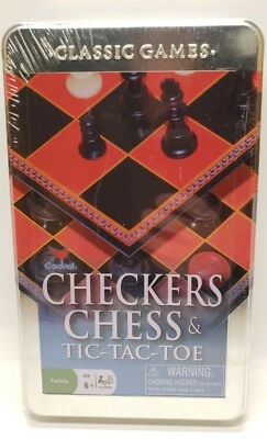 Cardinal Classic Games Checkers Chess  and Tic Tac Toe New Sealed Free Shipping  - Image 1 of 3