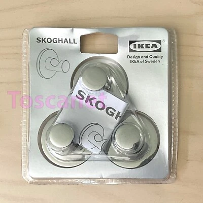 Pack de 3 Ganchos para Baño Ikea Skoghall Autoadhesivos, Cromados 302.070.75 Foto 1 de 3