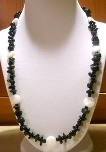 Men's 22 inch Shell and Black Glass,Acrylic Design Necklace - Picture 1 of 1