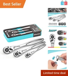 Professional 3-Piece Heavy Duty Ratchet Set with EVA Organizer - Chrome Finish - Picture 1 of 11