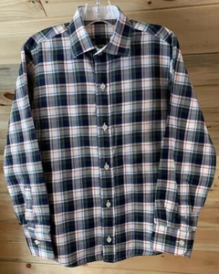 MINT Peter Elliot Blue PLAID Button Front Cotton Shirt Boys size 8 Made in Spain - Picture 1 of 5