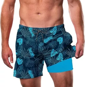 Cozople Men's Compression Lined Swim Suit Shorts Quick Dry w/ Phone Pocket NEW - Picture 1 of 5