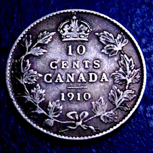 CANADA 1910 ten 10 cents silver coin King Edward VII dime - Picture 1 of 2