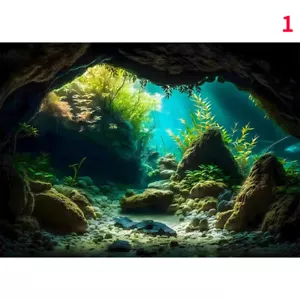 Aquarium 3D Background Stickers Fish Tank Self Adhesive Landscape Decoration New - Picture 1 of 12