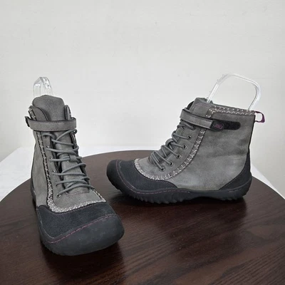 Jbu Srina Walking Boots Women 10M Gray Purple Laces Hook N Loop Vegan Leather - Image 1 of 4