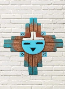 Leonard Jaramillo Hopi Sonnengott Keramik Wandbild handgefertigt & bemalt Mexiko  - Bild 1 von 12