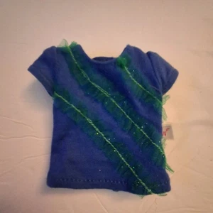 American Girl Wellie Wishers Dress Top 3.5" Length Blue Green Short Sleeves - Picture 1 of 6