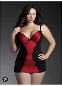 Torrid Lingerie 1X Black Red Lace Corset Babydoll Lingerie  NEW  - Picture 1 of 5