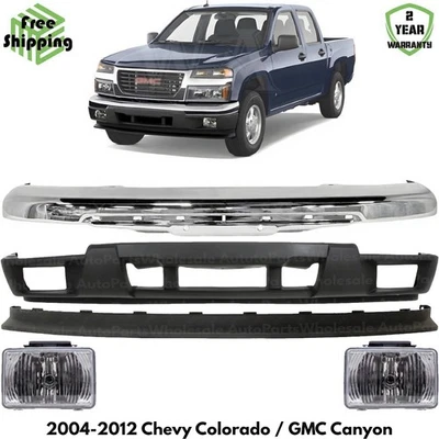 Front Bumper Chrome & Fog Lights Kit For 2004-2012 Chevy Colorado / GMC Canyon - Image 1 of 4