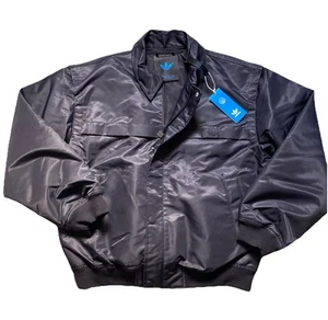 adidas Blue Version Bomber Jacket HB1698 Satin Black Size Small -LE Coat - Vest - Picture 1 of 17