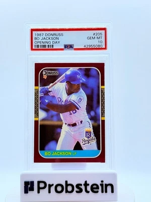 1987 Donruss Opening Day бейсбол No205 Бо Джексон Kansas City Royals PSA 10 - Изображение 1 из 2