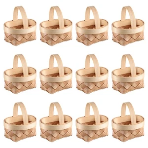 Cesta de astillas de madera pequeños favores mini muñecas cestas bebé pequeño tejido caramelo - Imagen 1 de 12