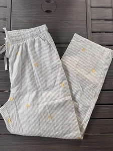 NOON By KIP 100% Cotton Striped Long Pajama Pants in Green Stripe Large - Picture 1 of 4