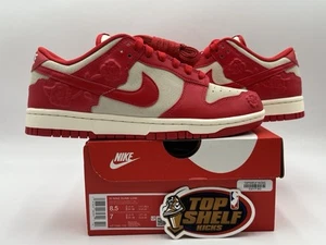 DS New Nike Dunk Low Roses 2025 Size 8.5/7 Authentic Skateboarding Red Trainer  - Picture 1 of 10
