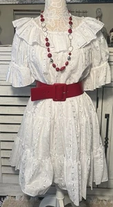 Vintage Square Up Fashions Square Dance 3 PC Outfit W/Necklace White/Red XL - Picture 1 of 13