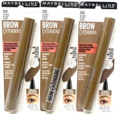 (3) Maybelline Brow Extensions Fiber Pomade Crayon Sealed 250 - Blonde - Image 1 of 3