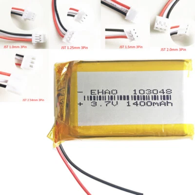 EHAO Batería recargable de polímero de litio LiPo de 3,7 V 1400 mAh para DVD GPS PAD CÁMARA 103048