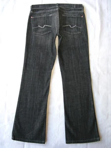 Jeans donna bootcut basso 7 for all Mankind taglia 27 nero invecchiato + elasticizzato L29,75 - Foto 1 di 8