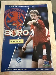 1993 Middlesbrough V Liverpool Soccer/football Programme - Picture 1 of 3