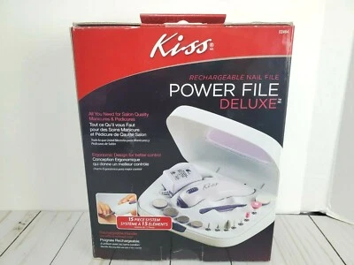 Lima de uñas recargable Kiss Power File Deluxe sistema de 15 piezas calidad salón nueva Foto 1 de 4