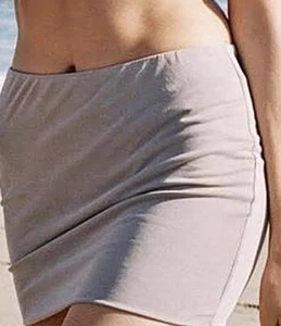 Inamorata Tan Beige Mini Skirt Size M | Soft Modal Jersey | Side Ruching | New - Picture 1 of 6