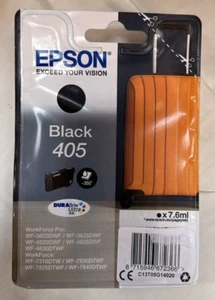 Epson 405 Suitcase Black Ink Cartridge DURABrite Ultra 7.6ml 350 Page BOX DAMAGE - Photo 1/3