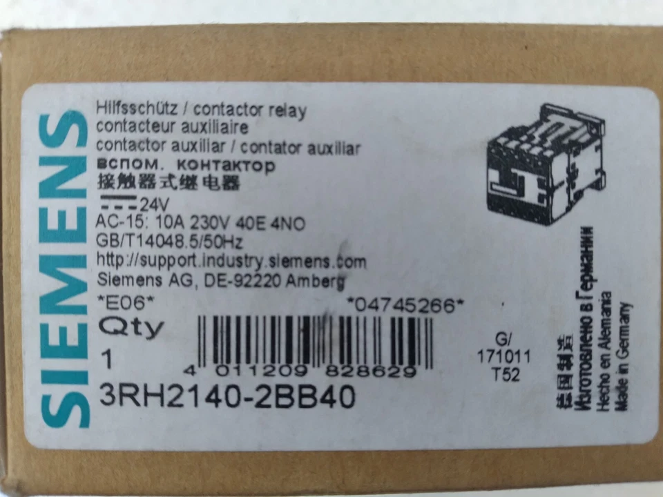 Siemens 3RH2140-1BB40 Contactor Relay DC 24V - Brand New - Image 1 of 4