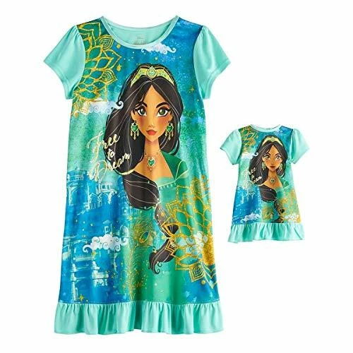 Girl's Mint Green Aladdin Jasmine 'Free to Dream' Nightgown with Doll Gown - Image 1 of 1