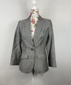 Fletcher Jones women's grey jacket 50% wool 50% linen long sleeved lined Size 8 - Picture 1 of 11