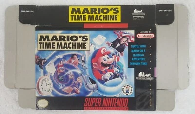 Mario's Time Machine (Super Nintendo Entertainment System, 1993) BOX & MANUAL - Image 1 of 4