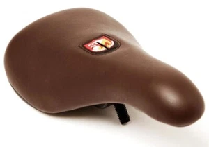 S&M Brown Leather BMX BIKE SEAT Slim Pivotal Fit GT SE SM Cult WTP BMX RACE new - Picture 1 of 2