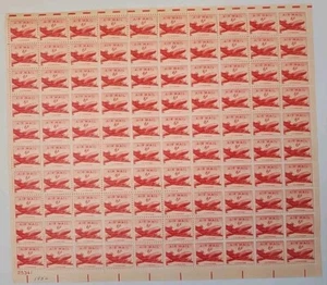 Stamp US Postage 6c 6 Cent Sheet OF 100 Stamps Air Mail Red - Picture 1 of 6
