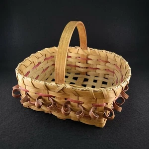 Artisan Handmade Gathering Basket Split Oak Curls And Accents Signed Osswein - Picture 1 of 12