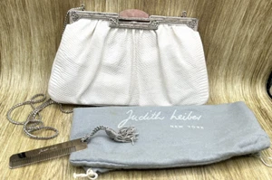 Vintage Judith Leiber Clutch Evening Bag Karung Snakeskin White - Picture 1 of 11