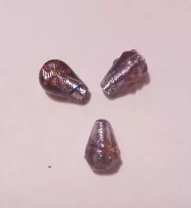 3 Pcs Purple Foil Handmade Bumpy Lampwork Teardrop Beads, 8x16mm - Picture 1 of 1