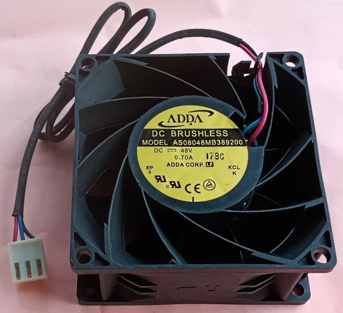 For ADDA AS08048MB389200 8038 8CM 80mm Fan 3-wire Heat Dissipation DC 48V 0.70A - Image 1 of 3