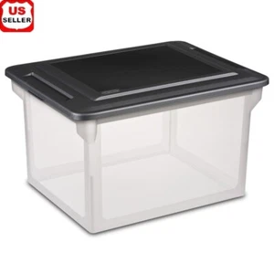 Clear Plastic File Box Letter Legal Size Organizer Stackable Storage Container - Picture 1 of 8