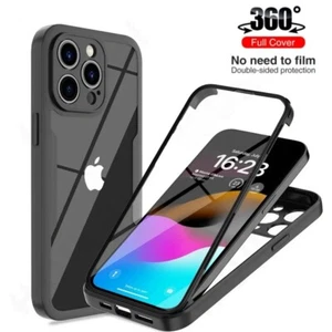 Full Body Clear Hybrid Shockproof 360 Case For iPhone 14 15 16 Pro Max 13 12 11 - Picture 1 of 8