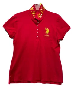 L, XL, 2XL // U.S. POLO ASSN. WOMENS' RED METALLIC POLO SHIRT - Picture 1 of 6