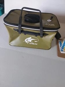Fishing Bucket Bait Foldable EVA Live Fresh Fish Bait Tank Side Pockets 6 Gallon - Picture 1 of 3