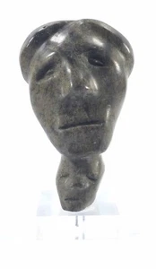 Primitive Volkskunst Stamm grüner Stein Doppelgesichtsmaske - Bild 1 von 8
