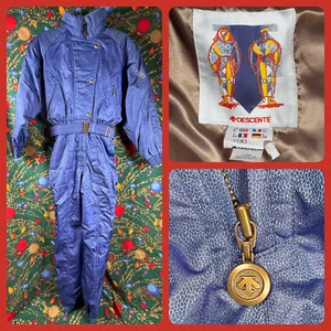 VTG Descente Ski Suit Womens Size 8 Reflective Snowsuit Zip-Up Pockets Hong Kong - Picture 1 of 15